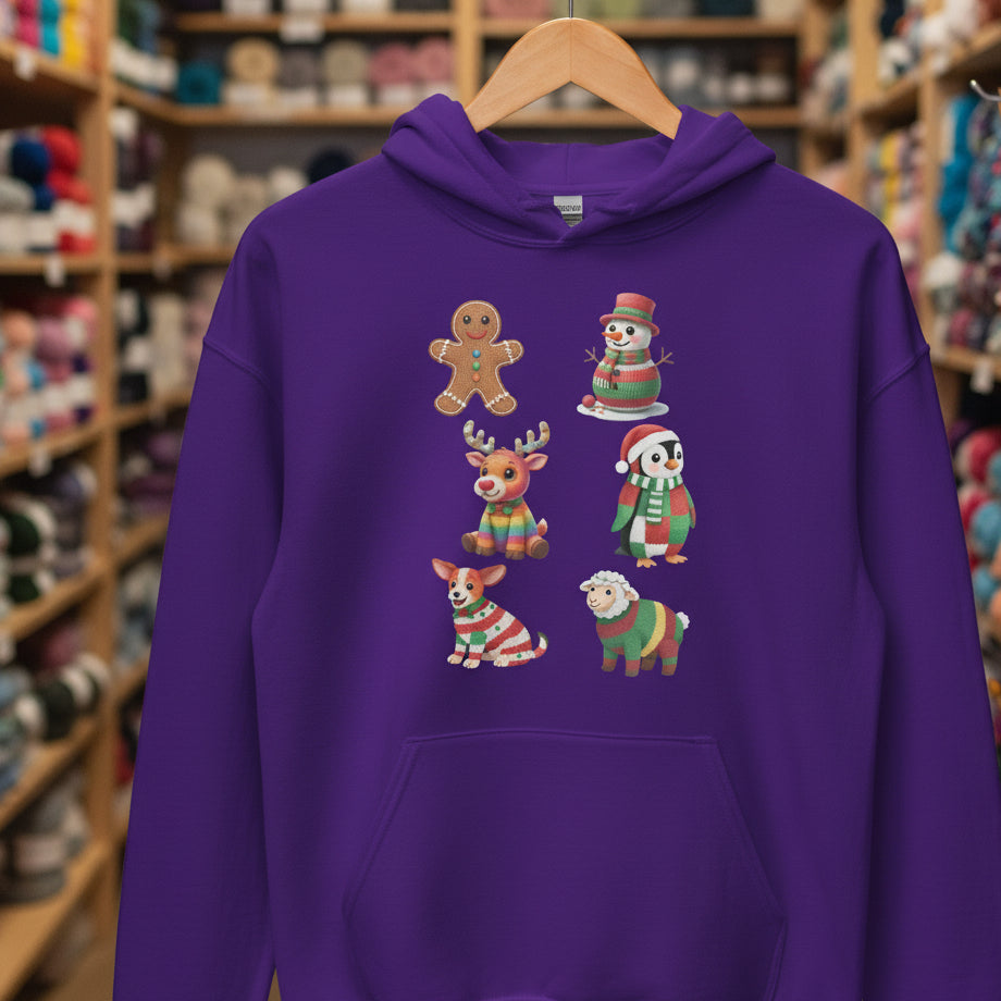 Christmas Knit Hoodie Purple / S