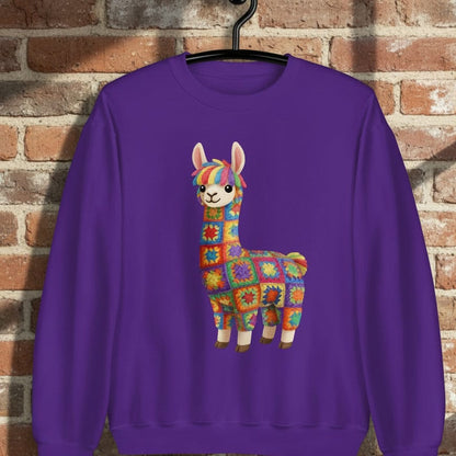 Crochet Alpaca Sweatshirt Purple / S
