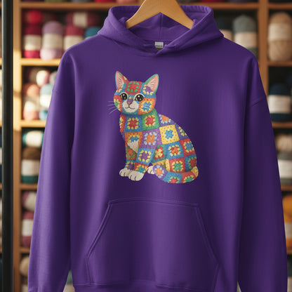Crochet Cat Hoodie Purple / S