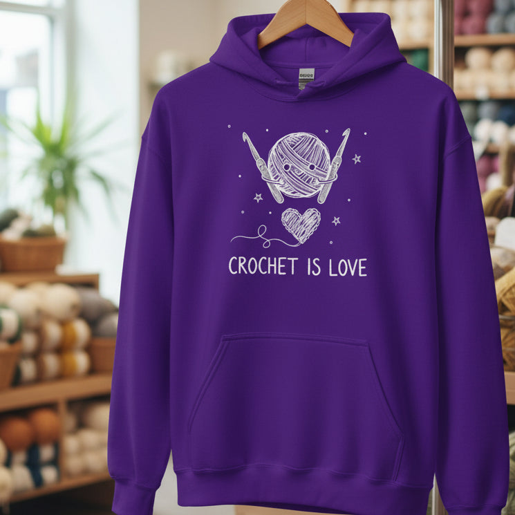 Crochet Is Love Hoodie Purple / S