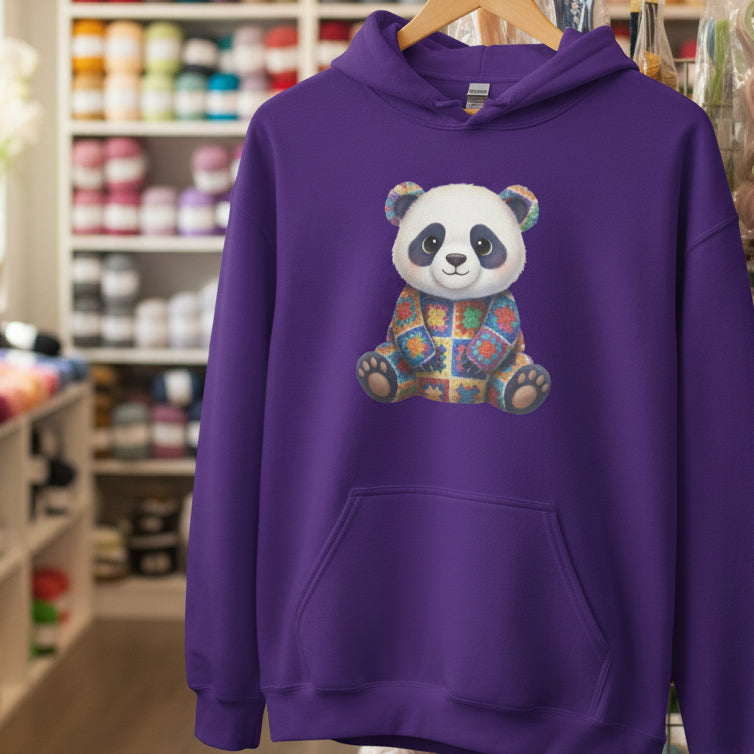 Crochet Panda Hoodie Purple / S