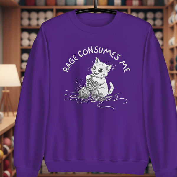 Crochet Rage Consumes Me Sweatshirt Purple / S