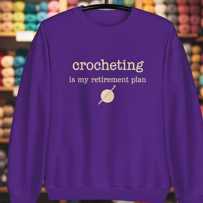 Crochet Retirement Plan Sweatshirt Purple / S
