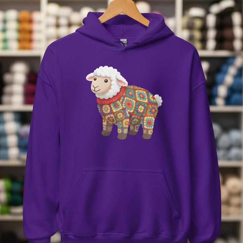 Crochet Sheep Hoodie Purple / S