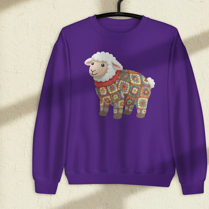 Crochet Sheep Sweatshirt Purple / S