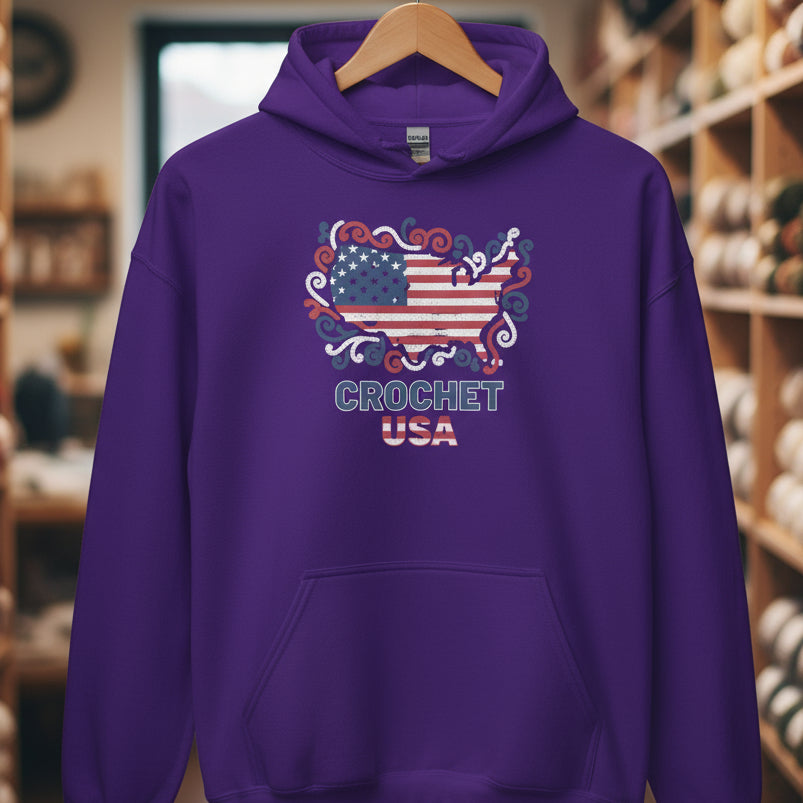 Crochet USA Hoodie Purple / S