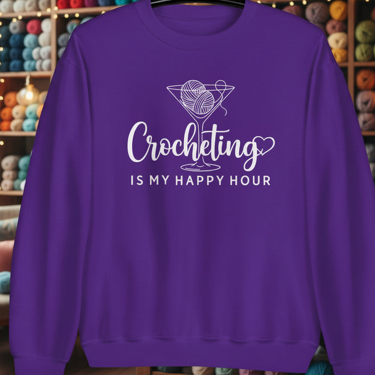 Crocheting Happy Hour Sweatshirt Purple / S