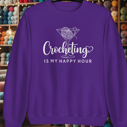 Crocheting Happy Hour Sweatshirt Purple / S