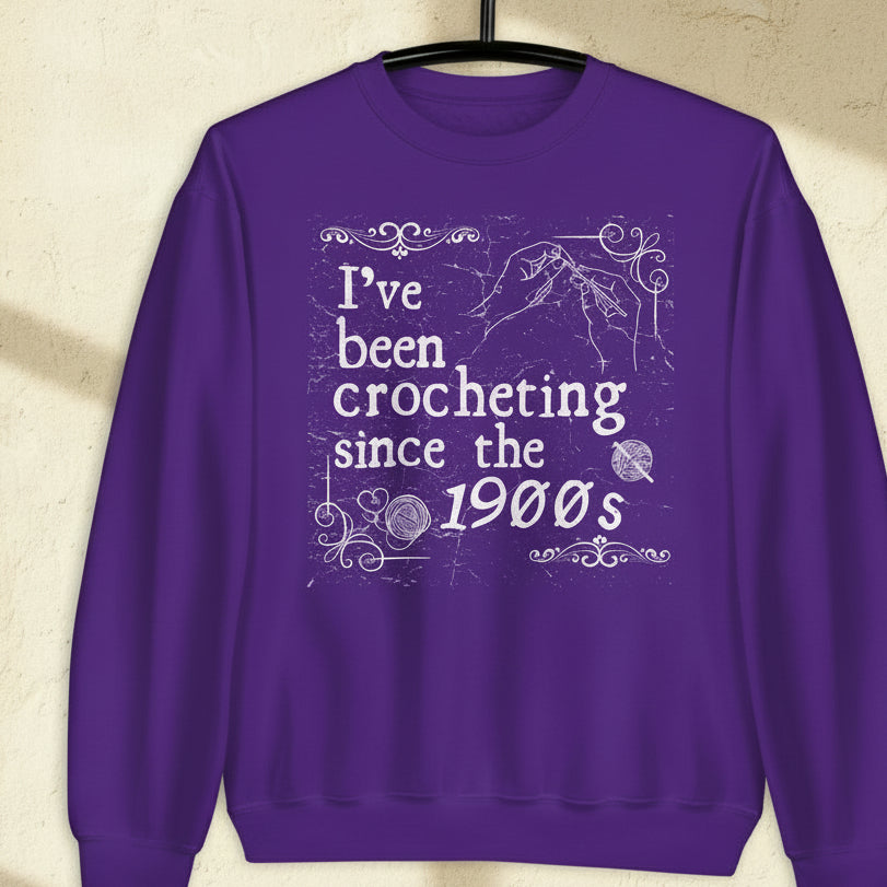 Crocheting Since the 1900s Sweatshirt Purple / S
