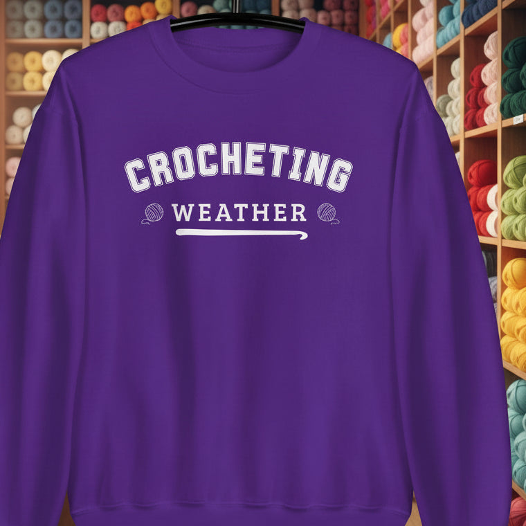 Crocheting Weather Sweatshirt Purple / S