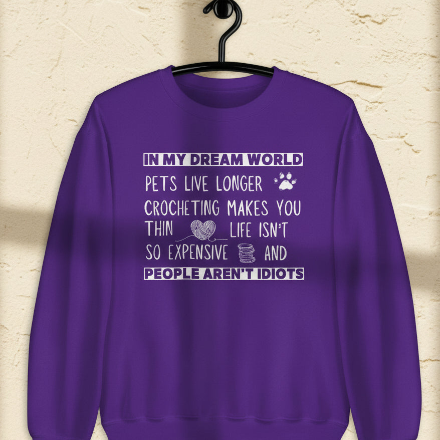 Dream World (crocheting) Sweatshirt Purple / S
