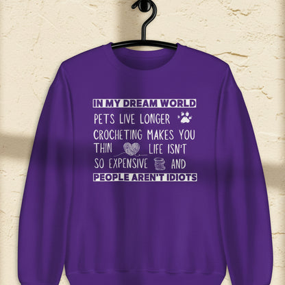 Dream World (crocheting) Sweatshirt Purple / S