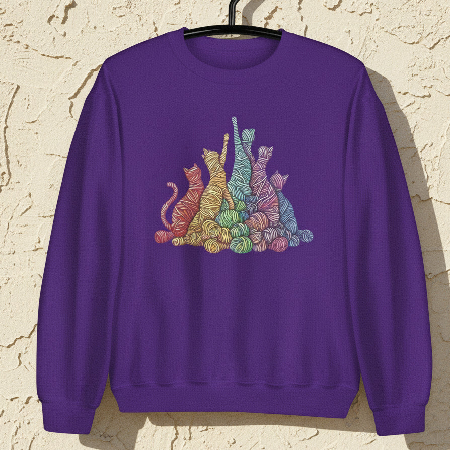 Fiber Felines Sweatshirt Purple / S