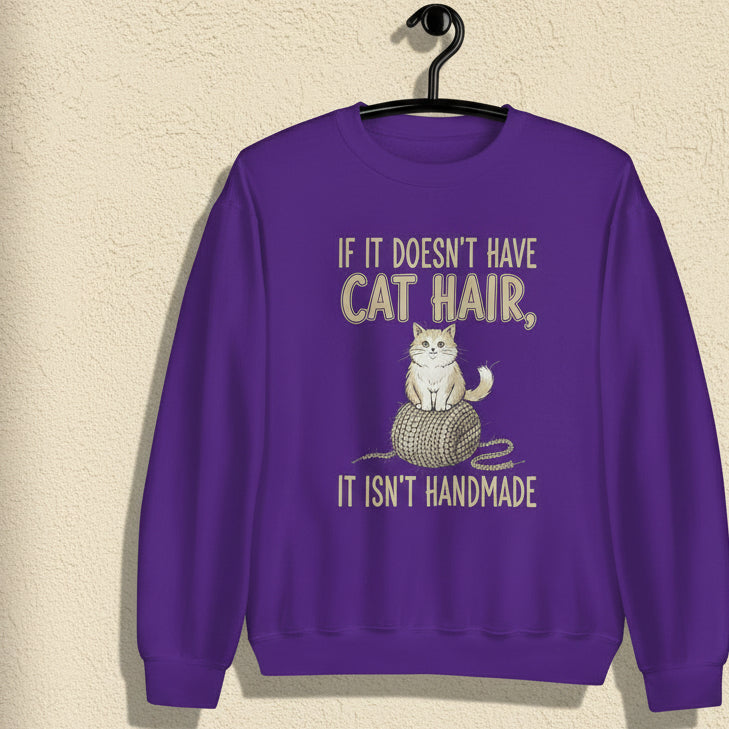 Handmade = Cat Hair Sweatshirt Purple / S