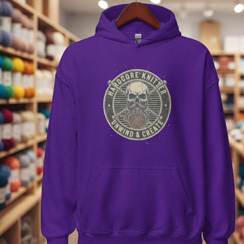 Hardcore Knitter Hoodie Purple / S