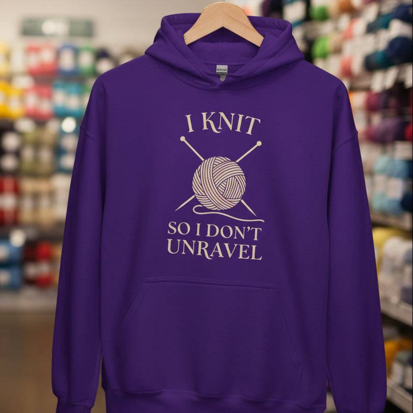 I knit so I don't unravel Hoodie Purple / S
