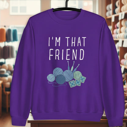 I'm That Crochet Friend Sweatshirt Purple / S