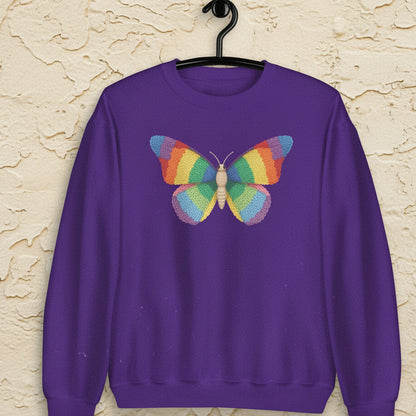 Knitted Butterfly Sweatshirt Purple / S