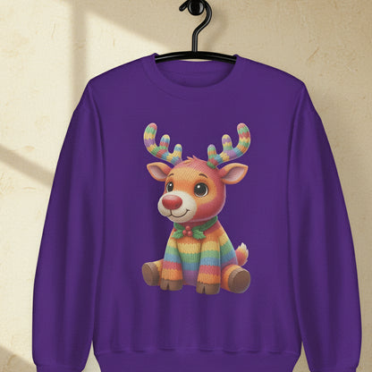 Knitted Rendeer Sweatshirt Purple / S