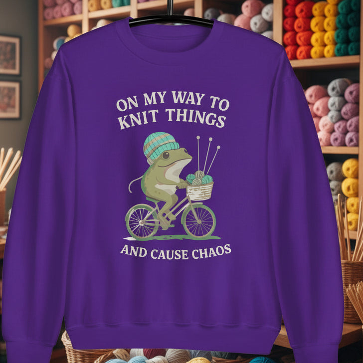Knitting & Chaos Sweatshirt Purple / S
