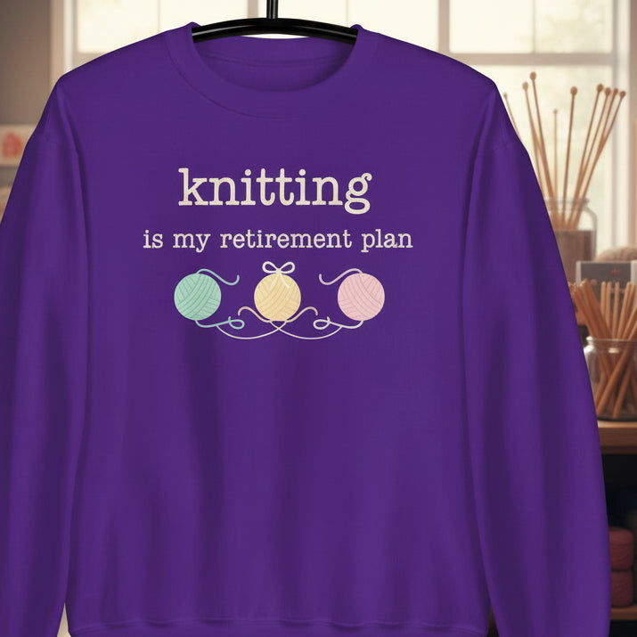 Knitting Retirement Plan Sweatshirt Purple / S