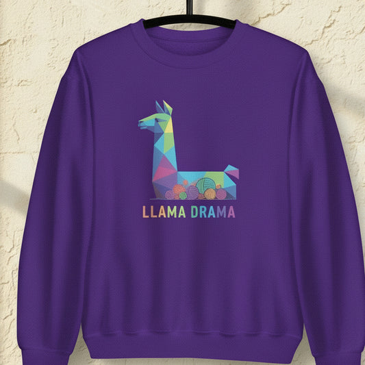 Llama Drama Sweatshirt Purple / S