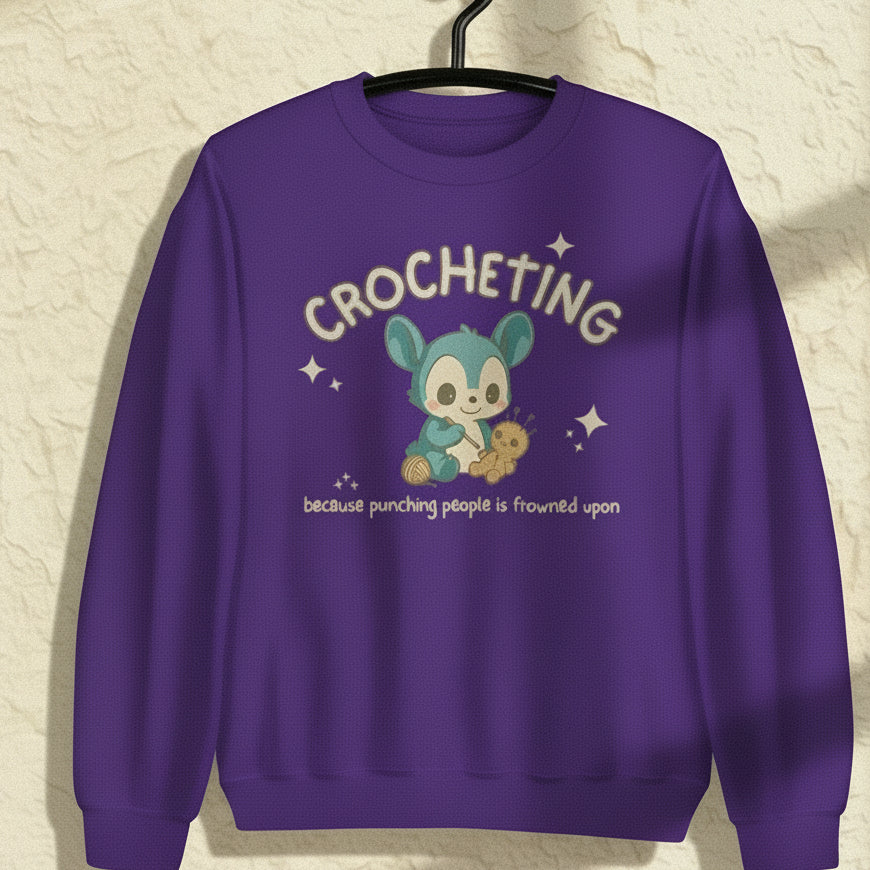 Punching People Is Frowned Upon Sweatshirt Purple / S