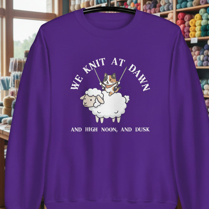 We Knit At Dawn Sweatshirt Purple / S