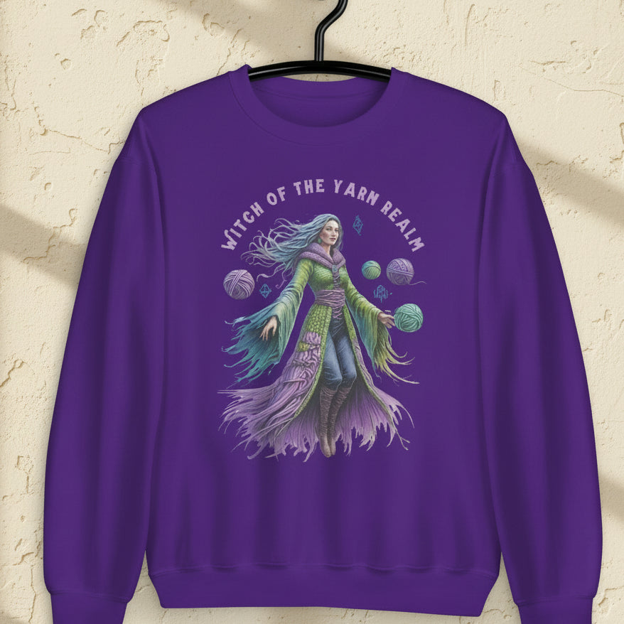 Witch of the Yarn Realm Sweatshirt Purple / S