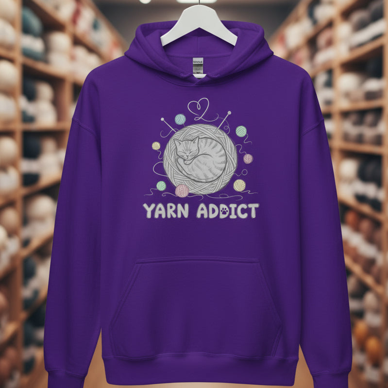 Yarn Addict Sketch Hoodie Purple / S
