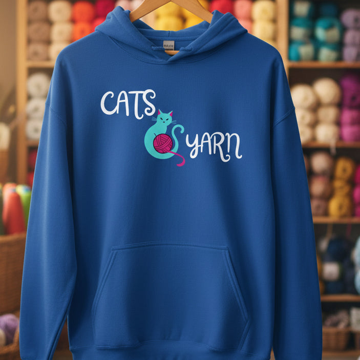 Cats & Yarn Hoodie Royal / S