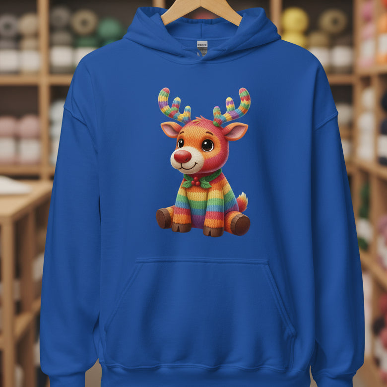 Knitted Reindeer Hoodie Royal / S