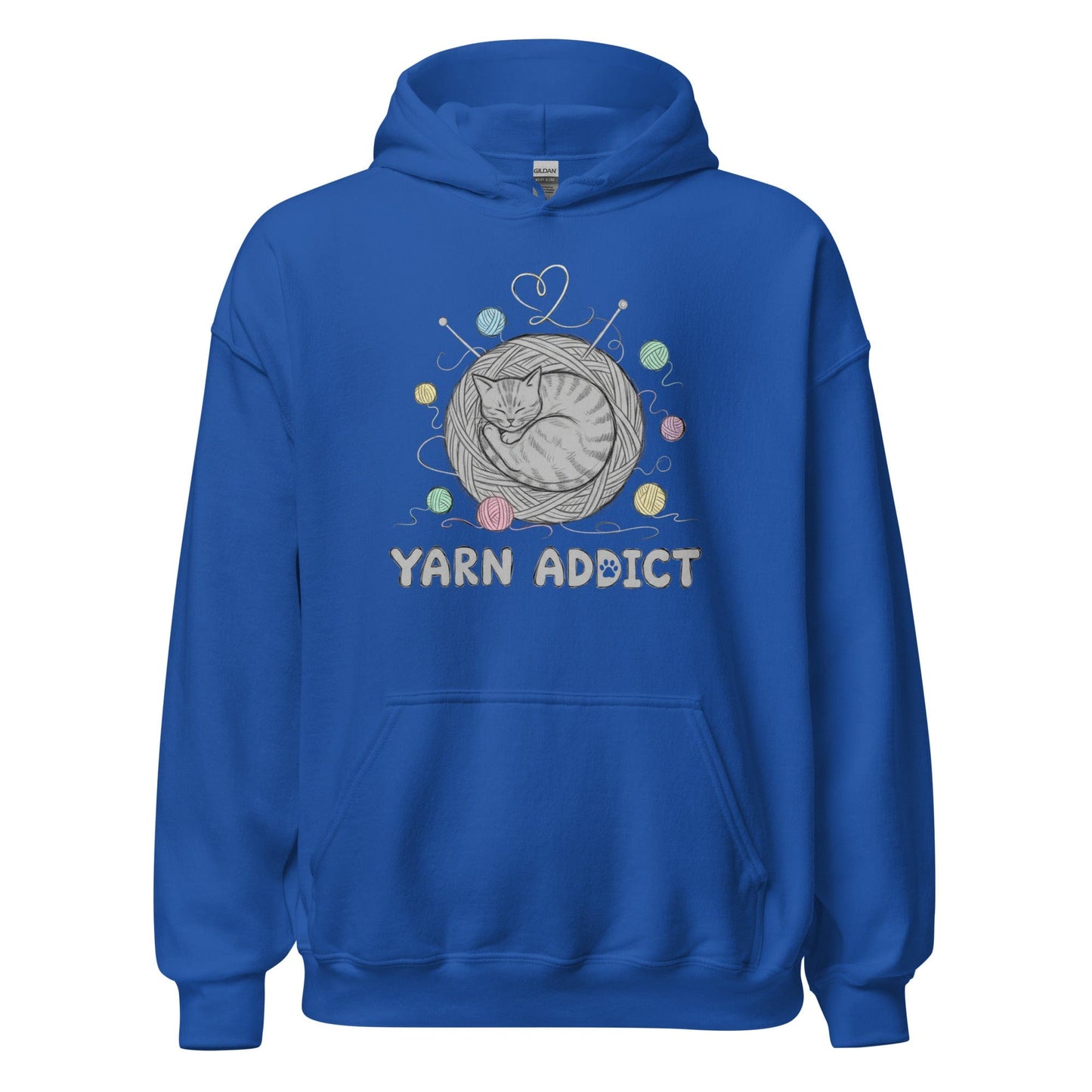 Yarn Addict Sketch Hoodie Royal / S