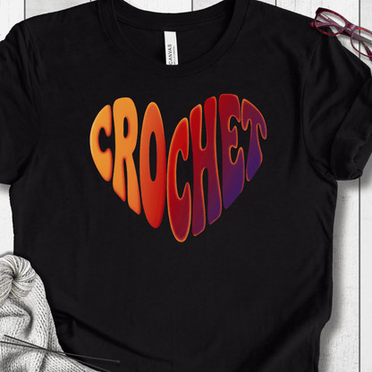 Sunset Crochet Heart T-Shirt