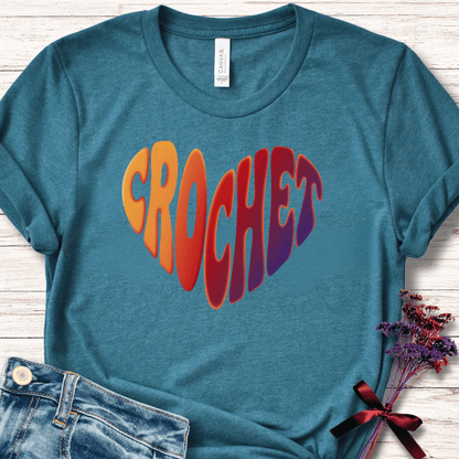 Sunset Crochet Heart T-Shirt
