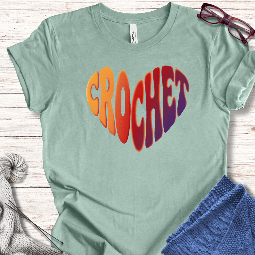 Sunset Crochet Heart T-Shirt