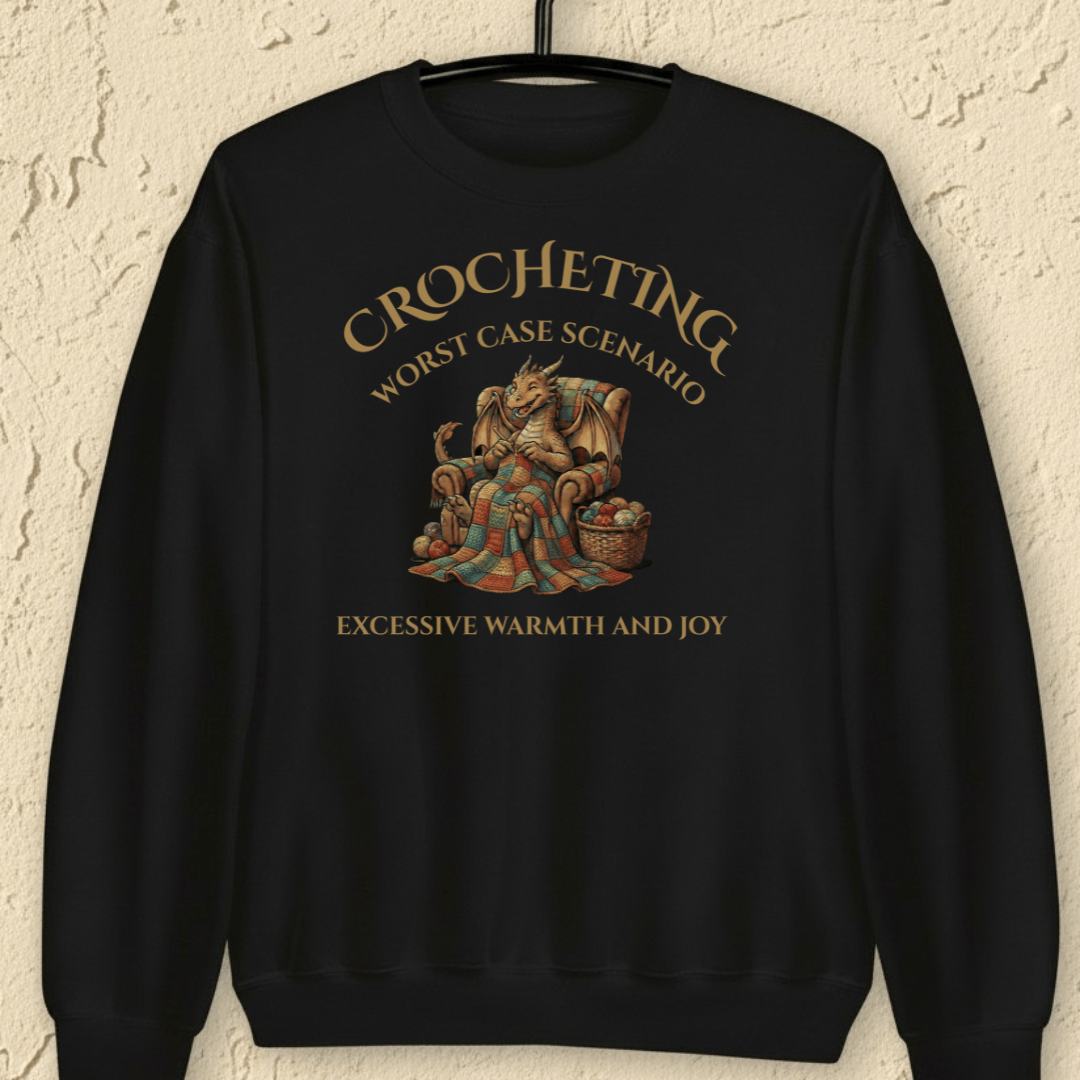 Crocheting Scenario Sweatshirt Black / S