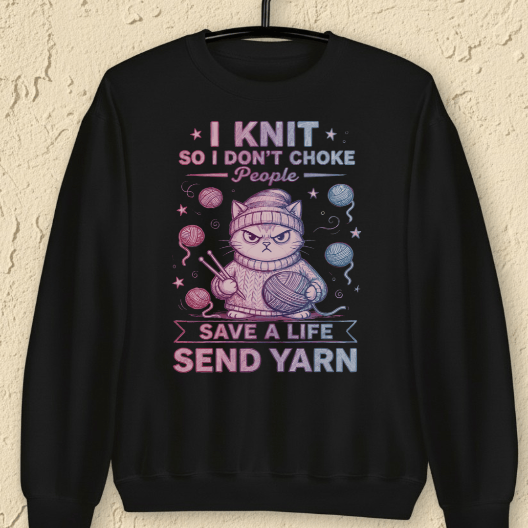 I Knit So I Don't Choke People Sweatshirt Black / S