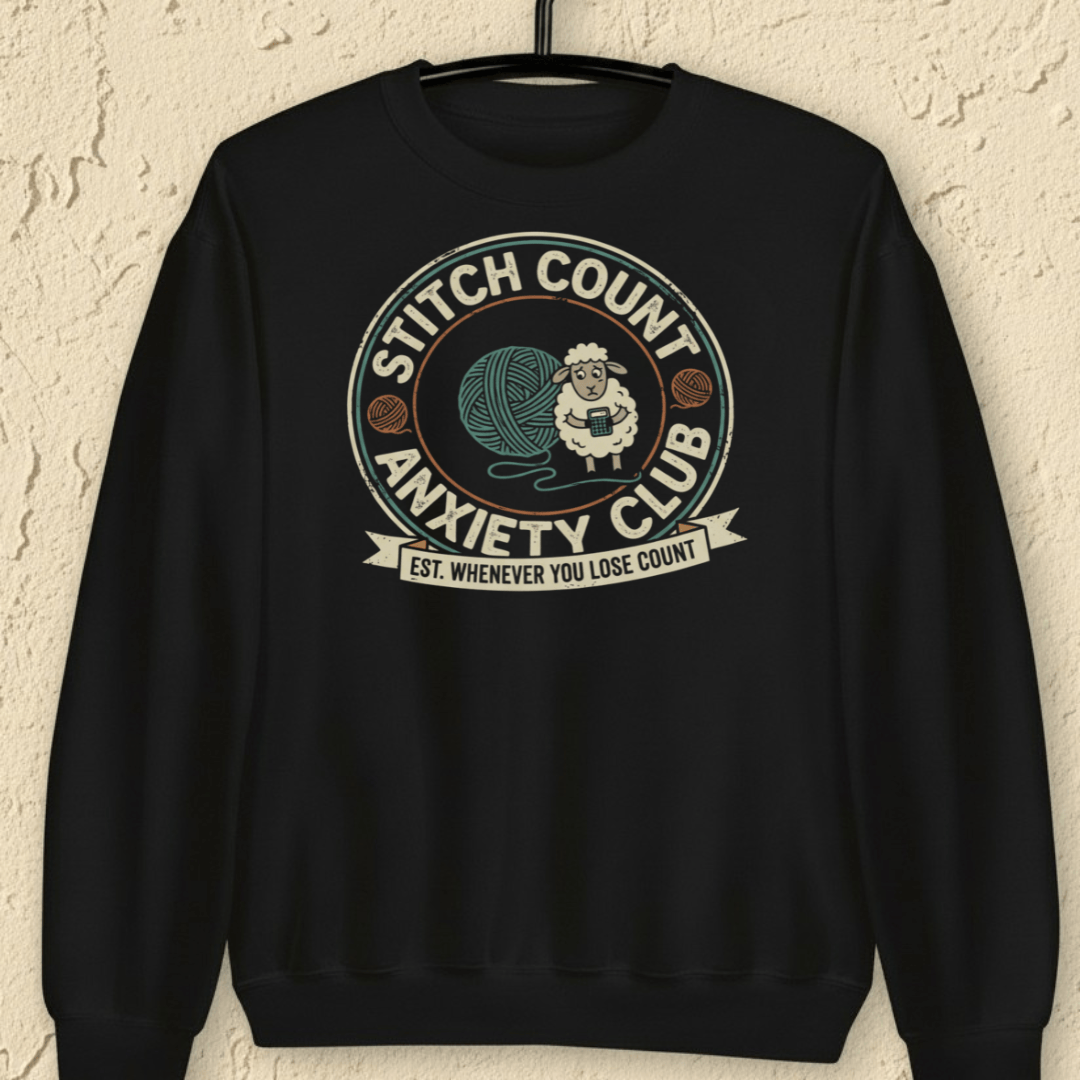 Stitch Count Anxiety Club Sweatshirt Black / S
