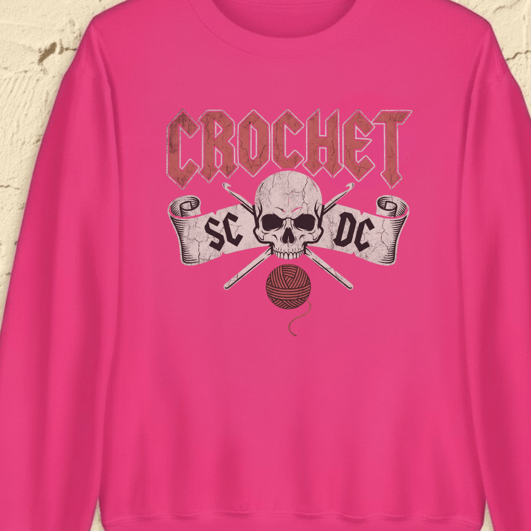 SC / DC Crochet Rock Sweatshirt Bright Pink / S