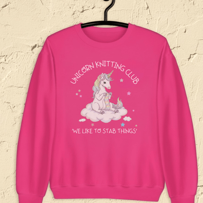 Unicorn Knitting Club Sweatshirt Bright Pink / S