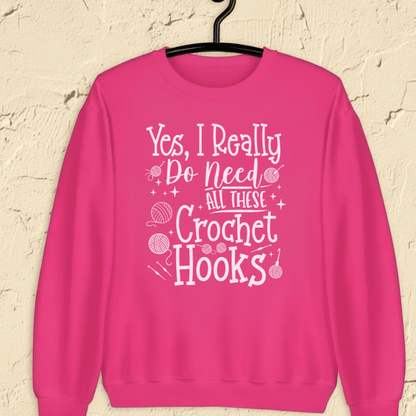 Yes I really Need These Hooks Sweatshirt Bright Pink / S