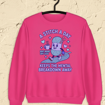 A Stitch A Day Sweatshirt Heliconia / S