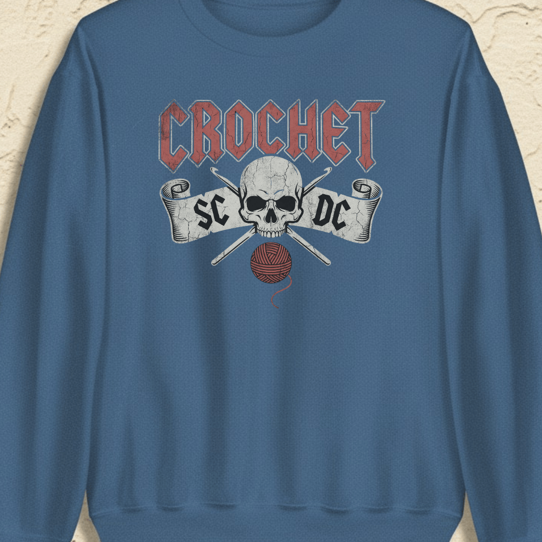 SC / DC Crochet Rock Sweatshirt Indigo Blue / S