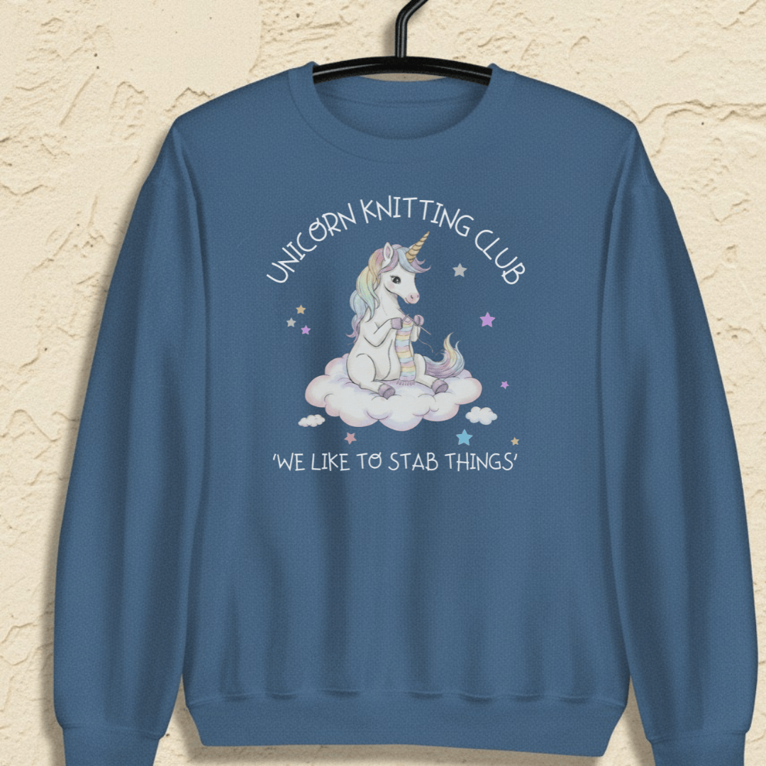 Unicorn Knitting Club Sweatshirt Indigo Blue / S