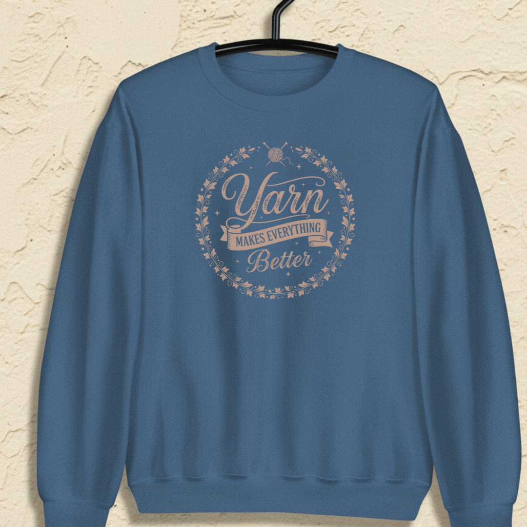 Yarn Makes Everything Better Sweatshirt Indigo Blue / S