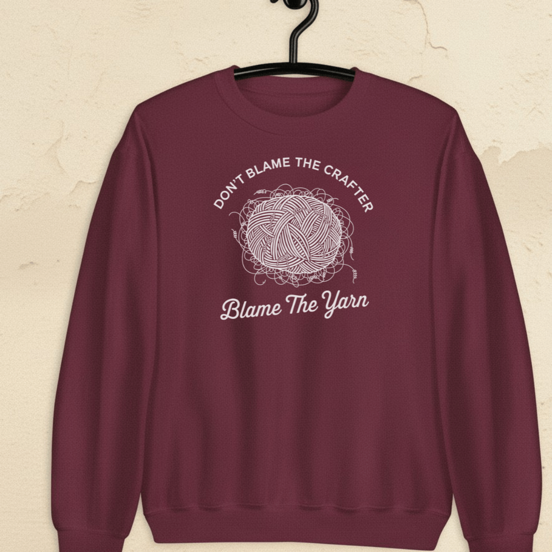 Blame The Yarn Sweatshirt Maroon / S