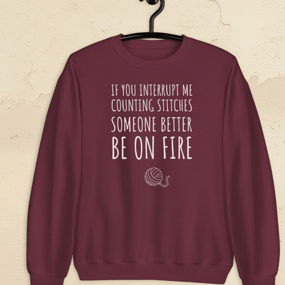 Counting Stitches Sweatshirt Maroon / S