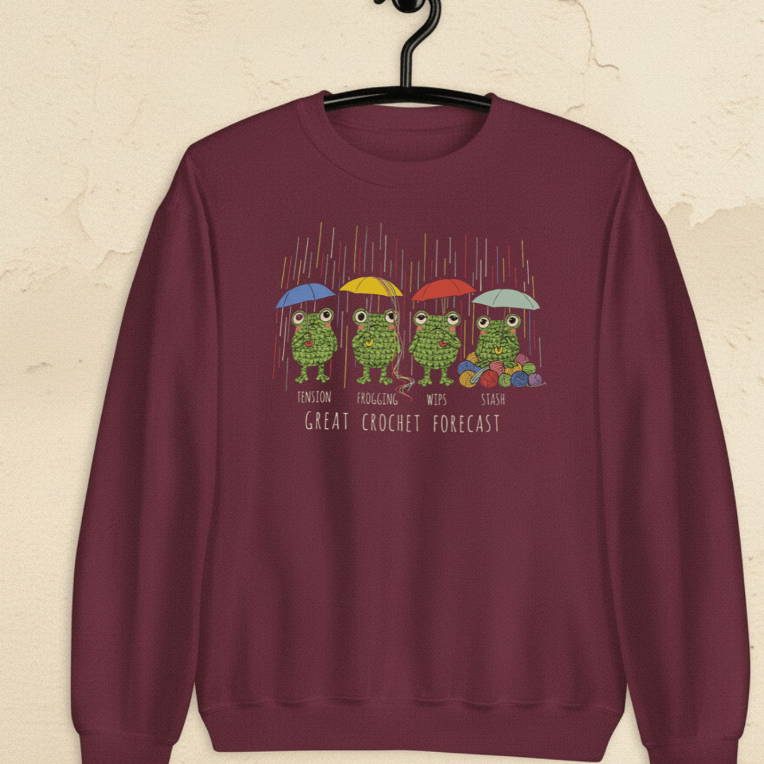 Crochet Forecast Sweatshirt Maroon / S