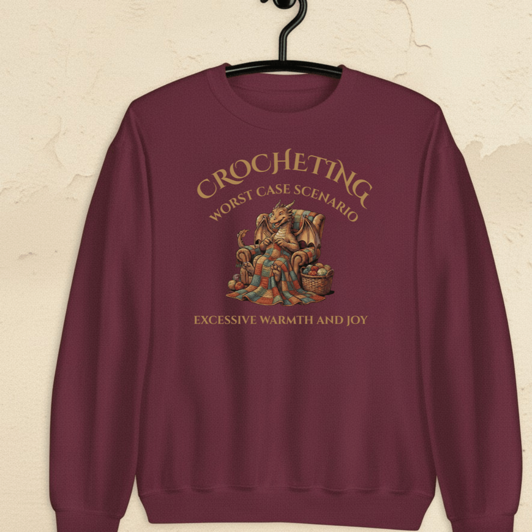 Crocheting Scenario Sweatshirt Maroon / S